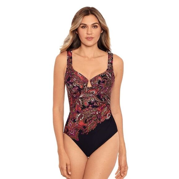 Miraclesuit NWT Women's Kashmir Enchant Underwire Bra One-Piece Swimsuit Size 10 - Picture 1 of 12